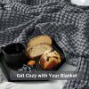 Cooling Cotton Waffle Breathable Rayon Derived from Bamboo Twin XL Blanket,Dark Grey,104x90 inches