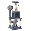 51" Cat Tree with Hammock and Scratching Post Tower, Brown