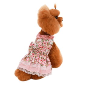 Dog Dress Bowknot Floral Dress Cute Rosette Dog Sundress Dog Princess Dresses (size: L)