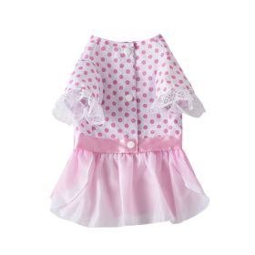 Dog Clothes Pet Polka Dot Breathable Princess Tulle Skirt (Option: Pink-L)