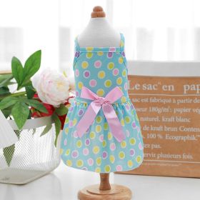 Thin PET Skirt Cat Sling Polka Dot Skirt Dog Clothes (Option: Blue-M)