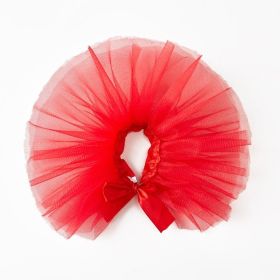 Pet TUTU Gauze Skirt Bright Silk Yarn Dog Strap Skirt (Option: Red-L)